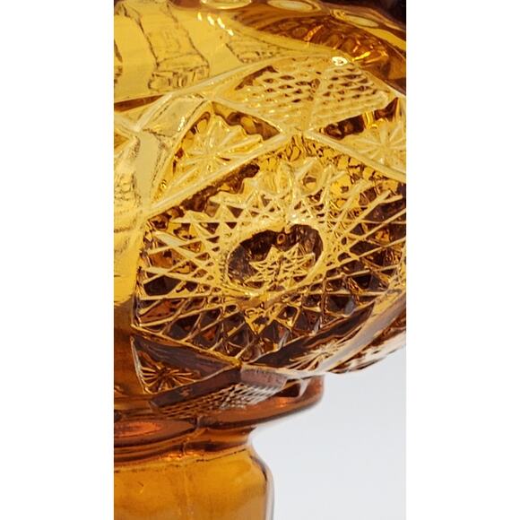 Daisy & Button Crimped Tall Compote Amber Imperial Glass Ohio 7" Tall VTG 1970's - Picture 6 of 16